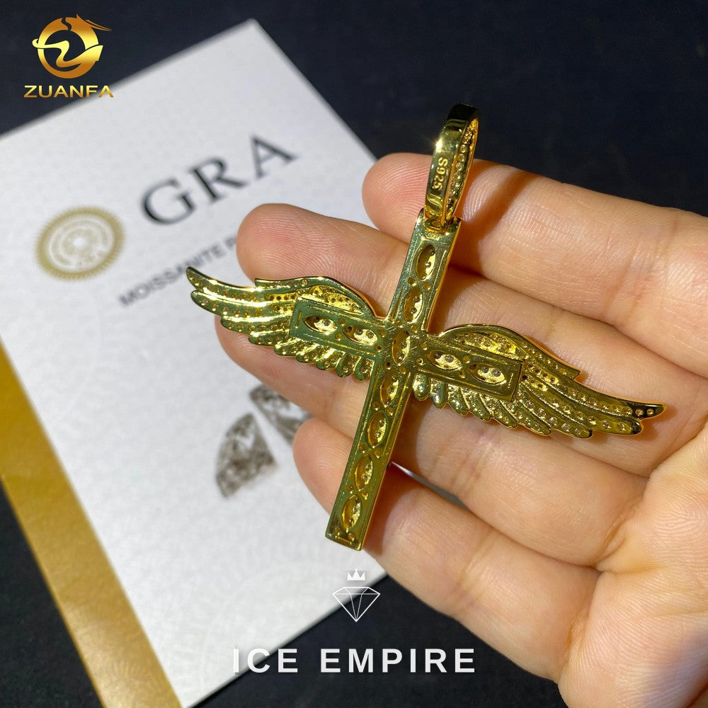 Iced Out Cross Gold Plated Moissanite Pendant