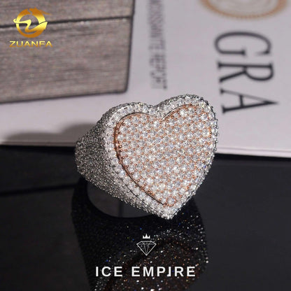 Iced Out Heart Gold Plated Moissanite Ring