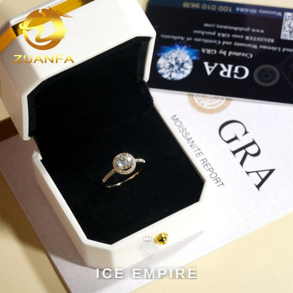 Iced Out 10K Gold Moissanite Engagement Ring