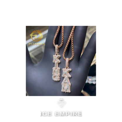Iced Out Baguette Rose Gold Plated Lab Grown Diamond Cuban Chain