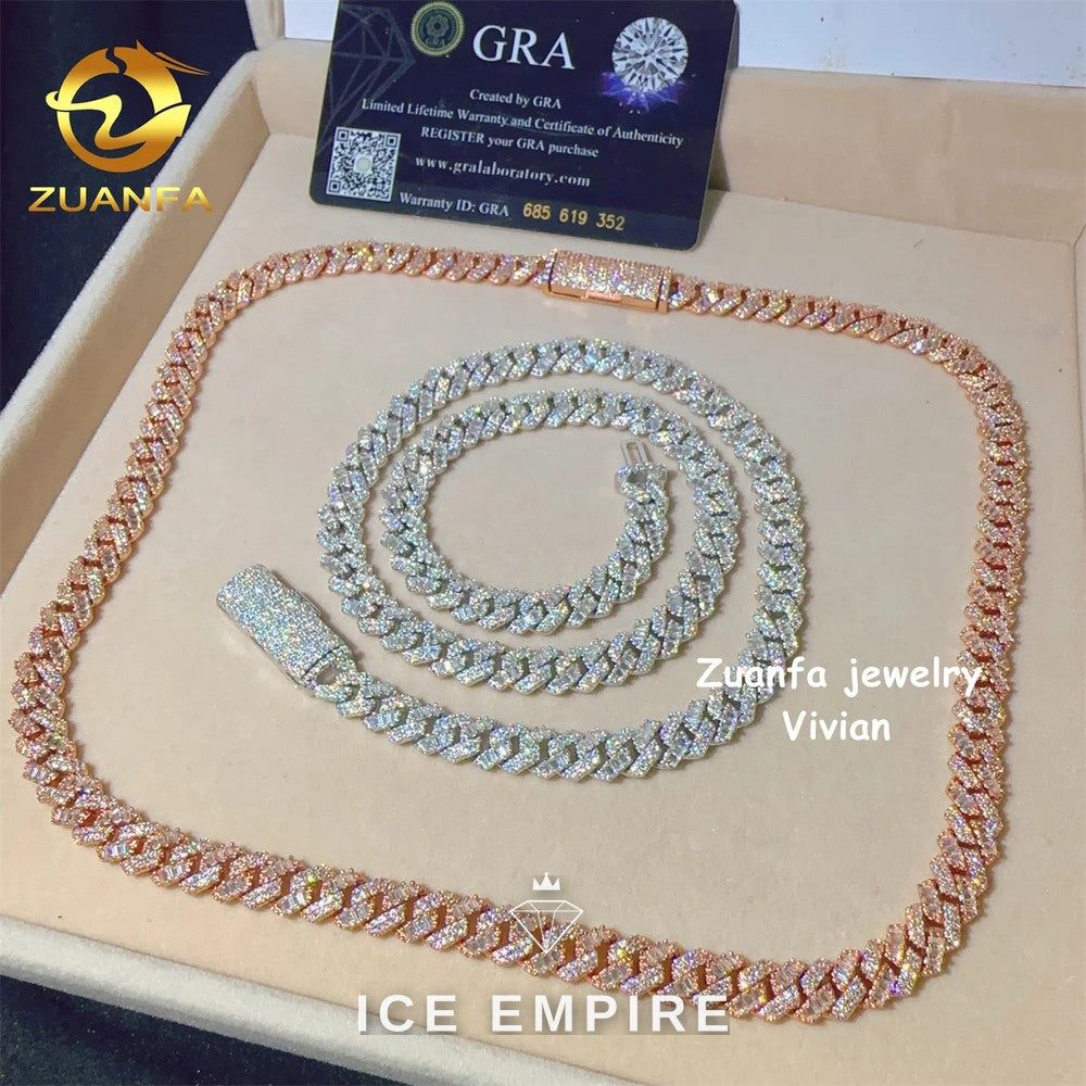 Iced Out Rose Gold Plated Moissanite Cuban Chain