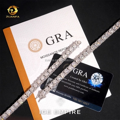Iced Out Cluster 925 Silver Moissanite Cuban Chain