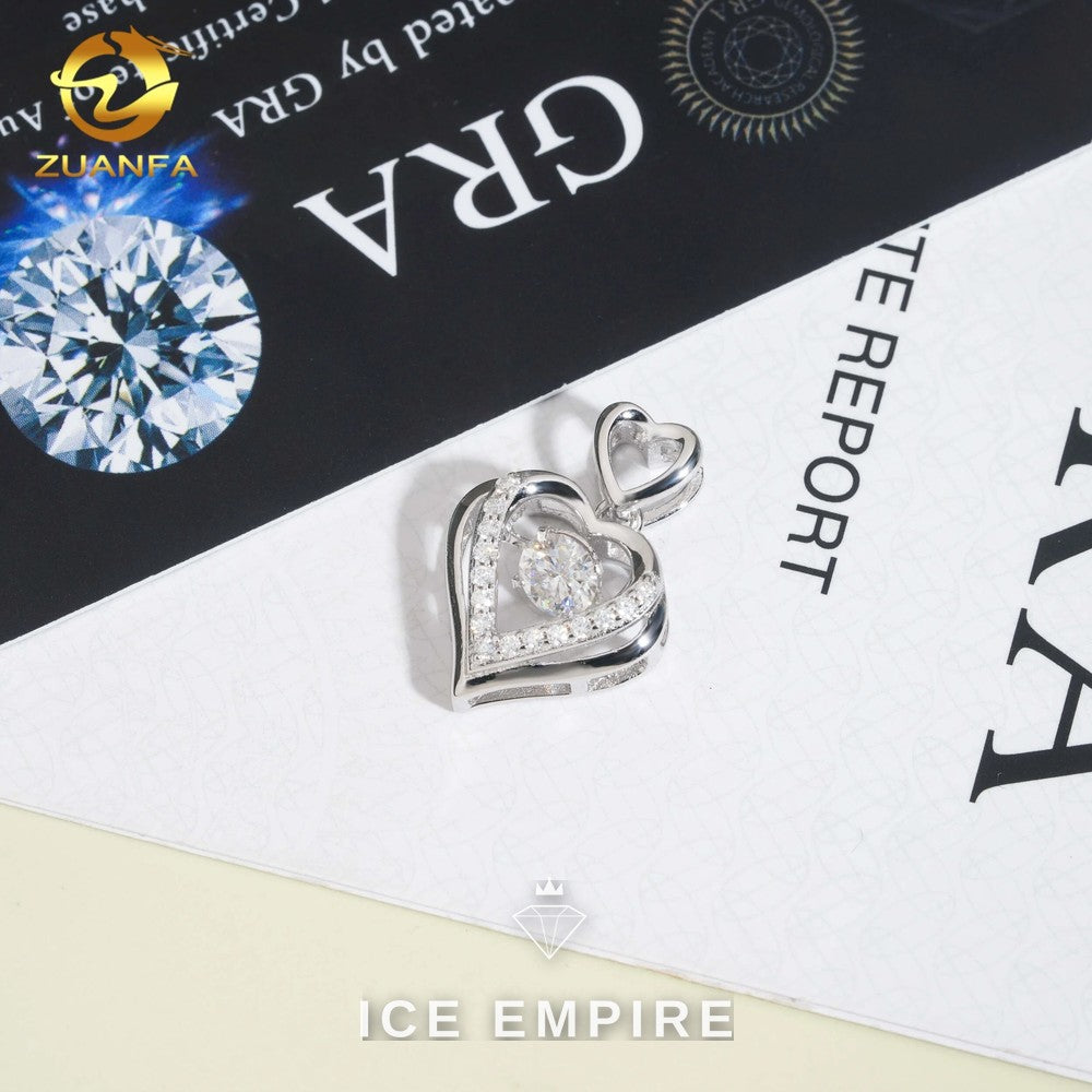 Iced Out Heart Rose Gold Plated Moissanite Pendant