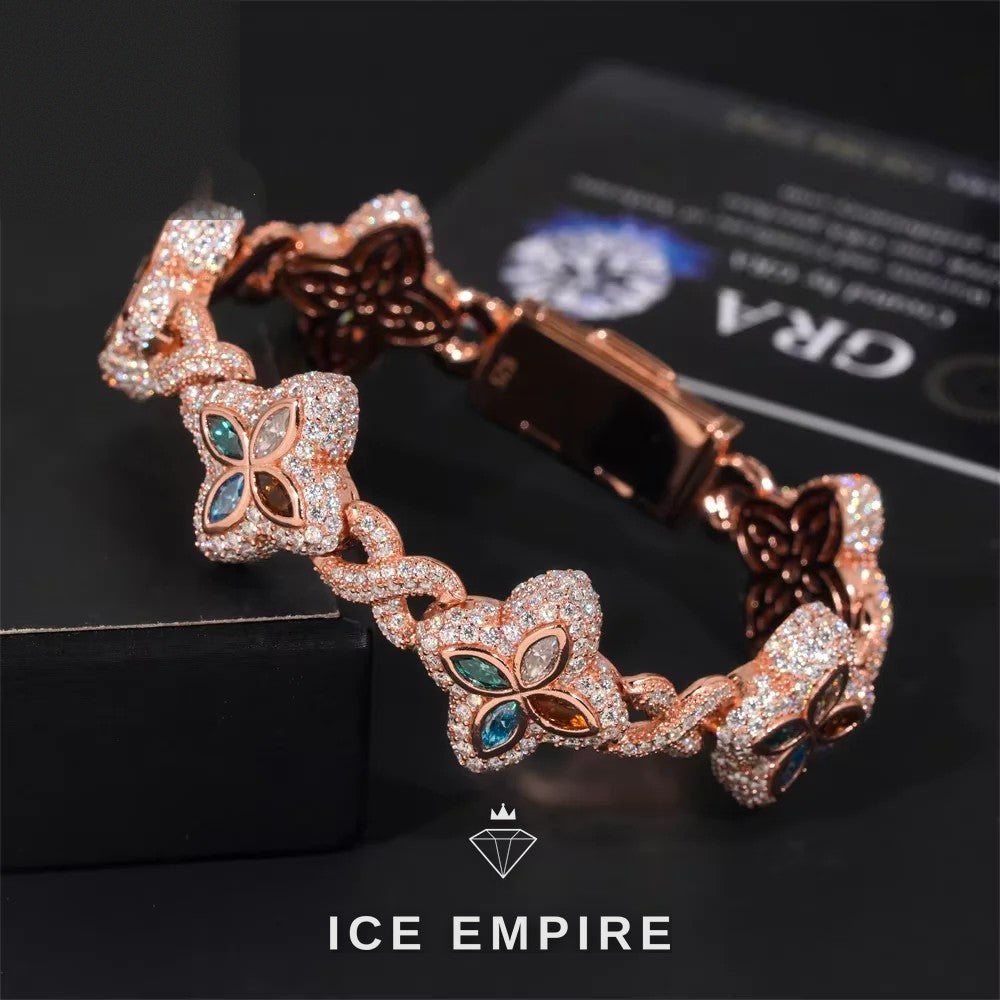 Iced Out Rose Gold Plated Moissanite Cuban Chain