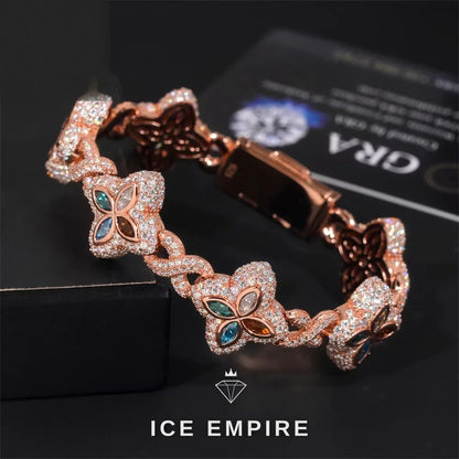 Iced Out Rose Gold Plated Moissanite Cuban Chain