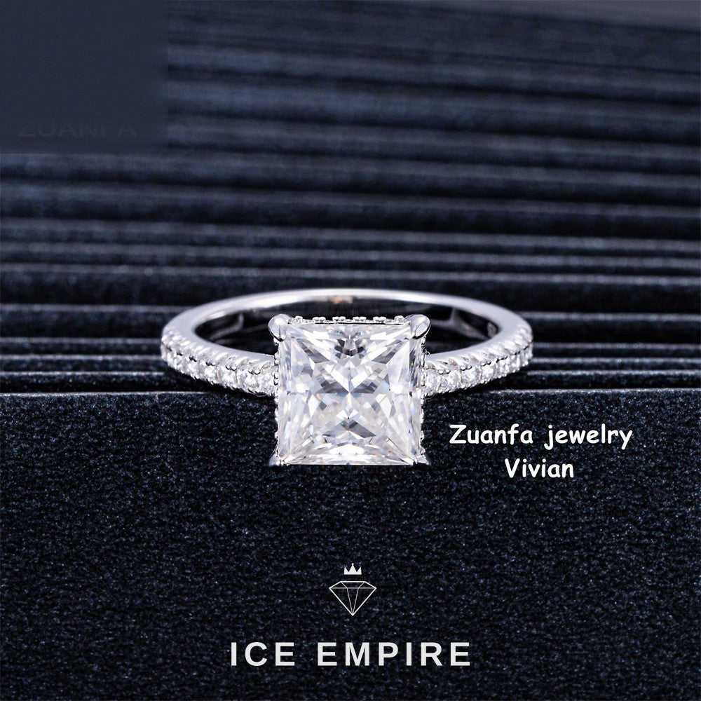 Iced Out 925 Silver Moissanite Ring