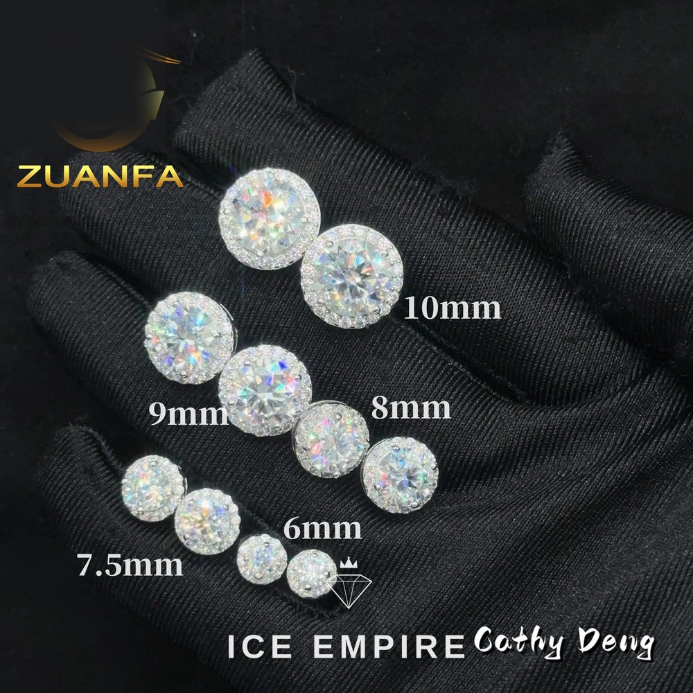 Iced Out 925 Silver Moissanite Stud Earrings