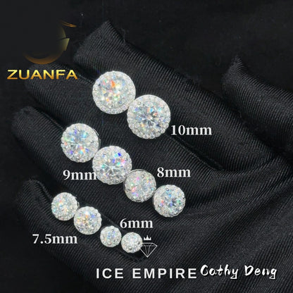 Iced Out 925 Silver Moissanite Stud Earrings