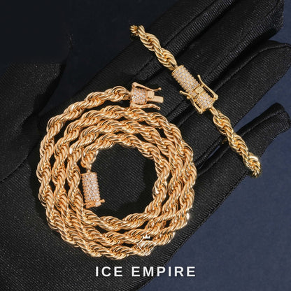 Iced Out Rose Gold Moissanite Rope Chain