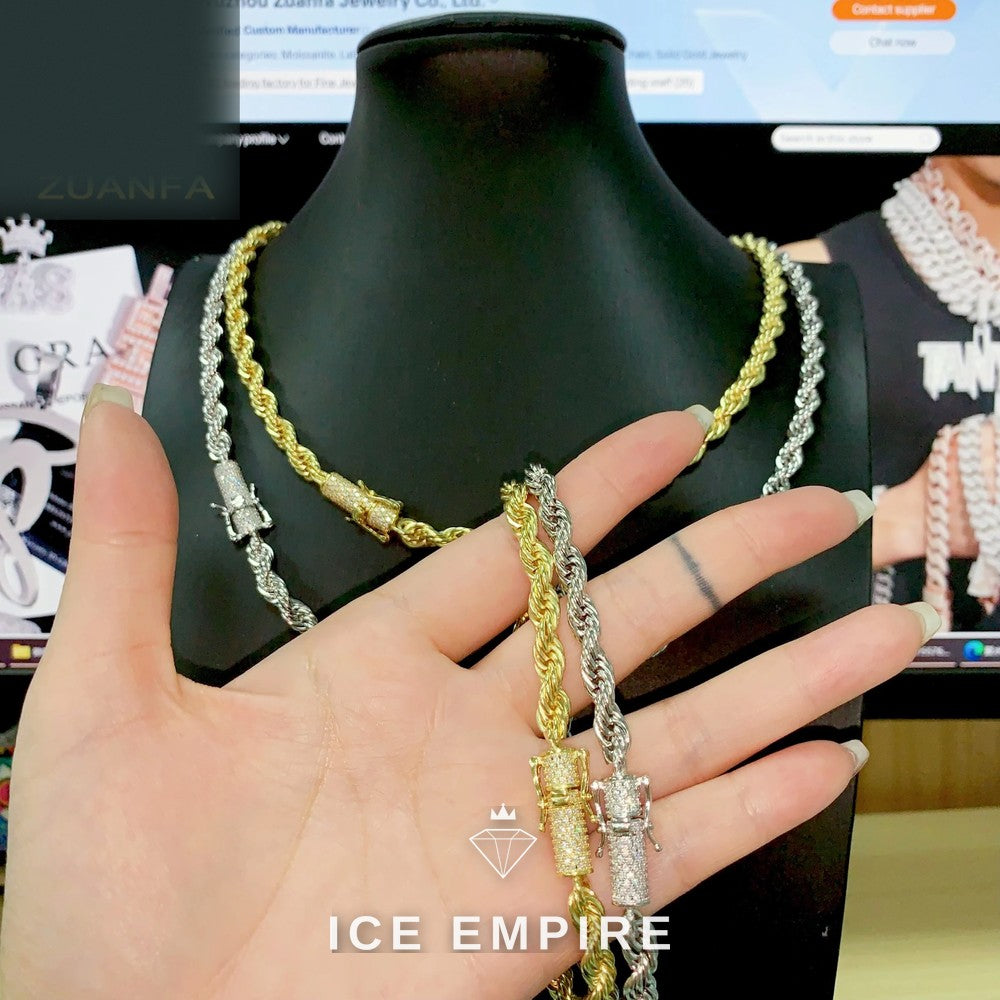 Iced Out Rose Gold Plated Moissanite Cuban Chain
