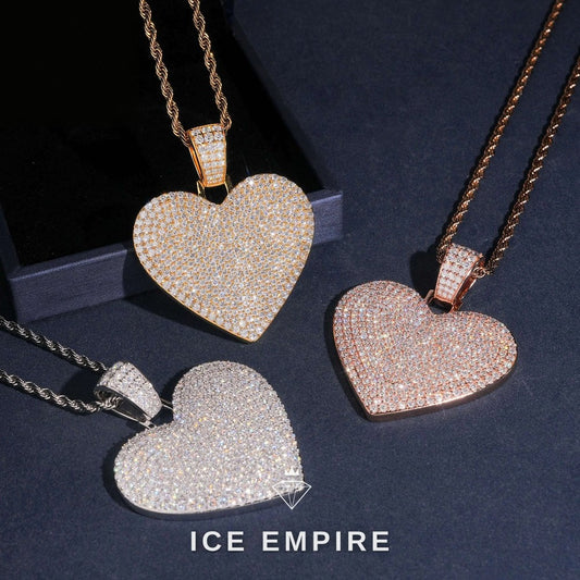 Iced Out Heart Gold Plated Moissanite Pendant
