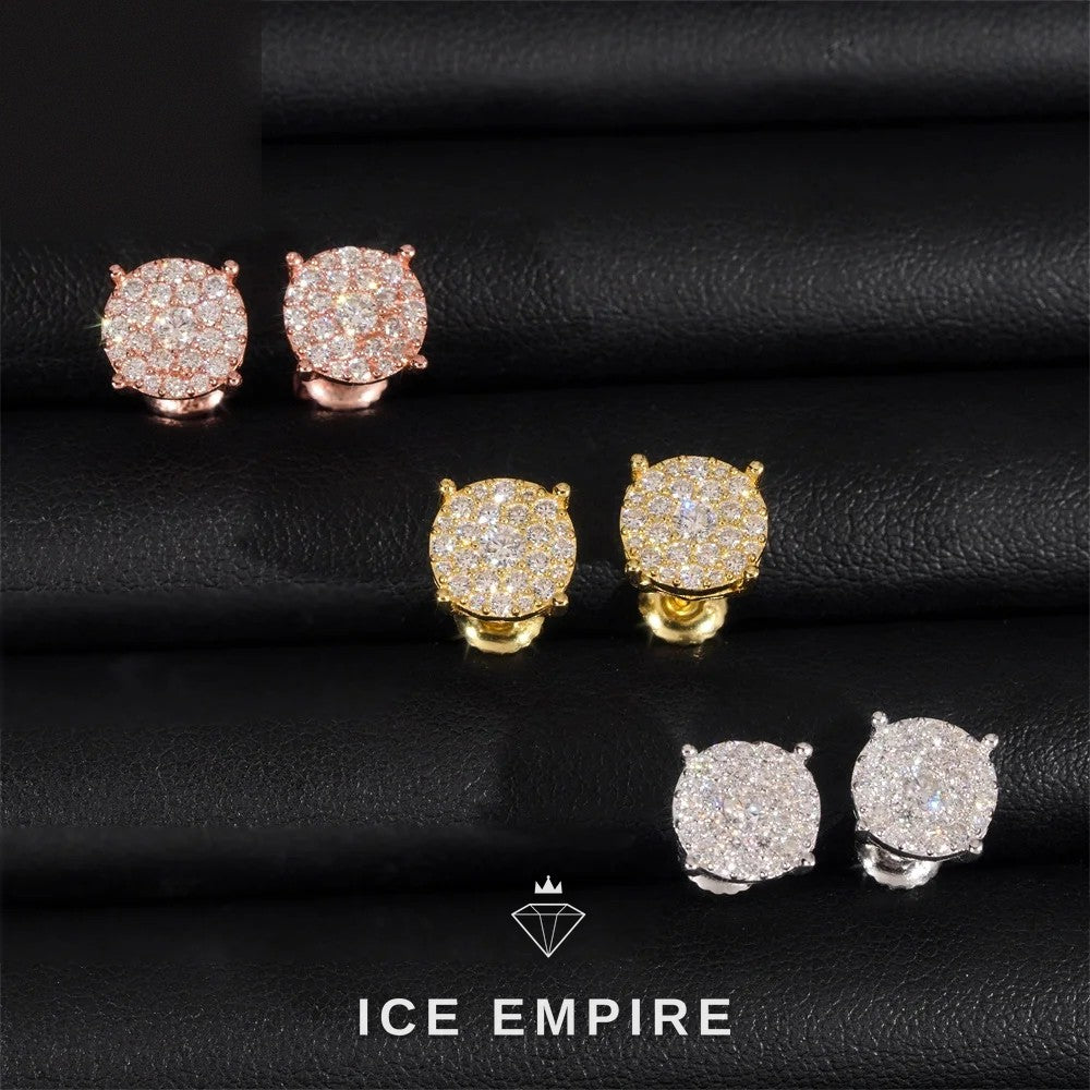 Iced Out Cluster Rose Gold Plated Moissanite Earrings