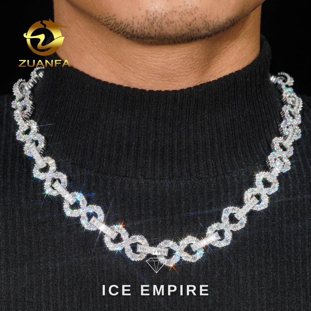 Iced Out Cluster Rose Gold Plated Moissanite Cuban Chain