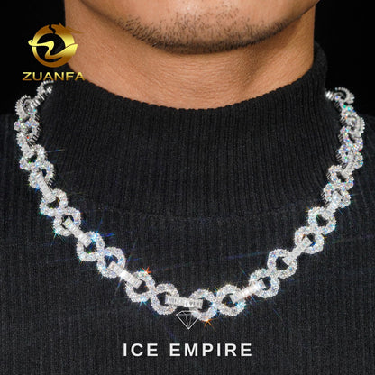 Iced Out Cluster Rose Gold Plated Moissanite Cuban Chain