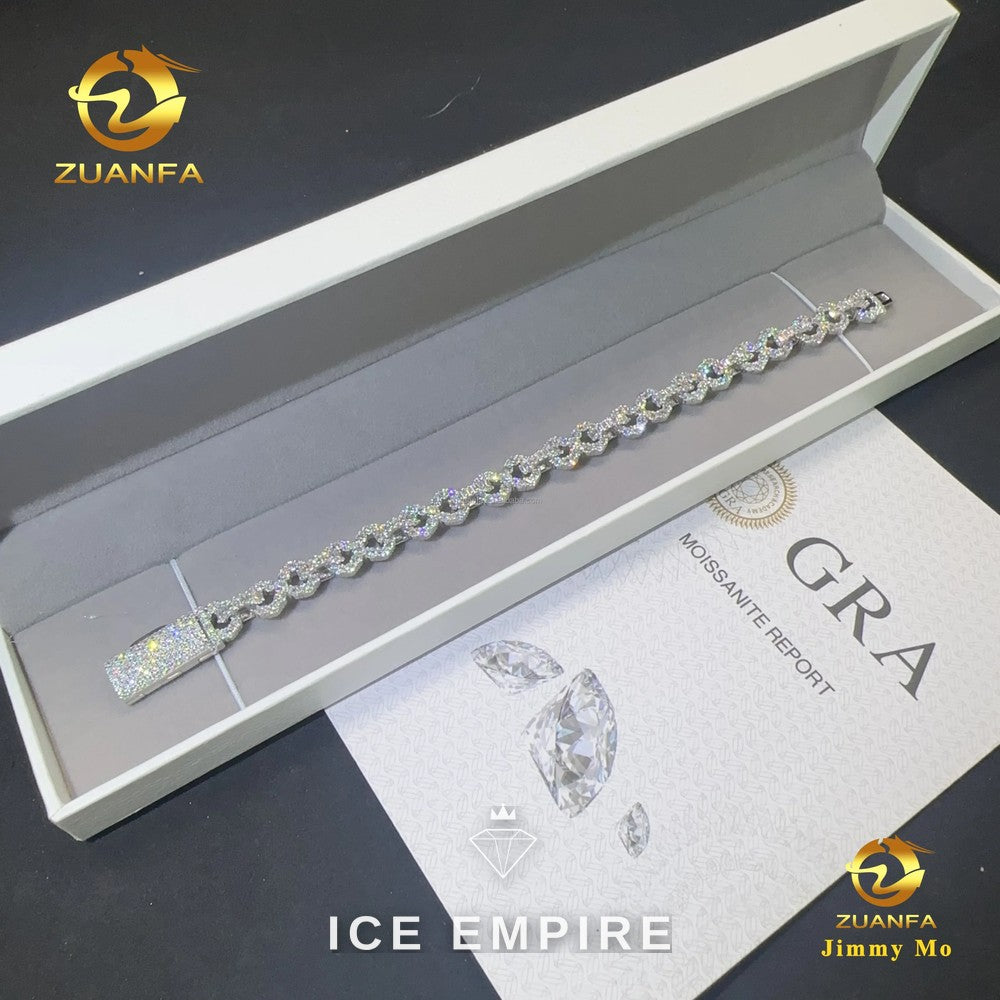 Iced Out Baguette Rose Gold Moissanite Cuban Chain