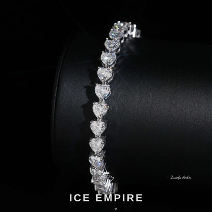 Iced Out Heart 925 Silver Moissanite Tennis Chain