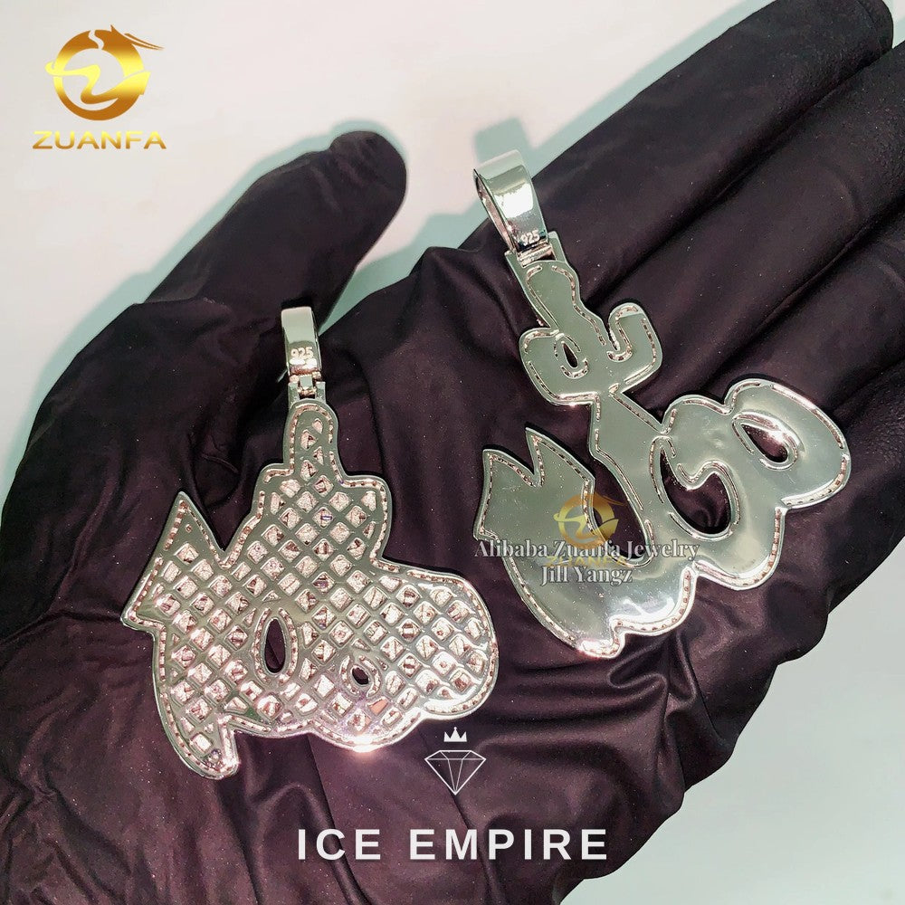 Iced Out Baguette 925 Silver Moissanite Pendant