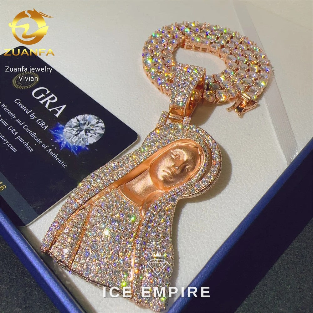 Iced Out Cross 925 Silver Moissanite Pendant