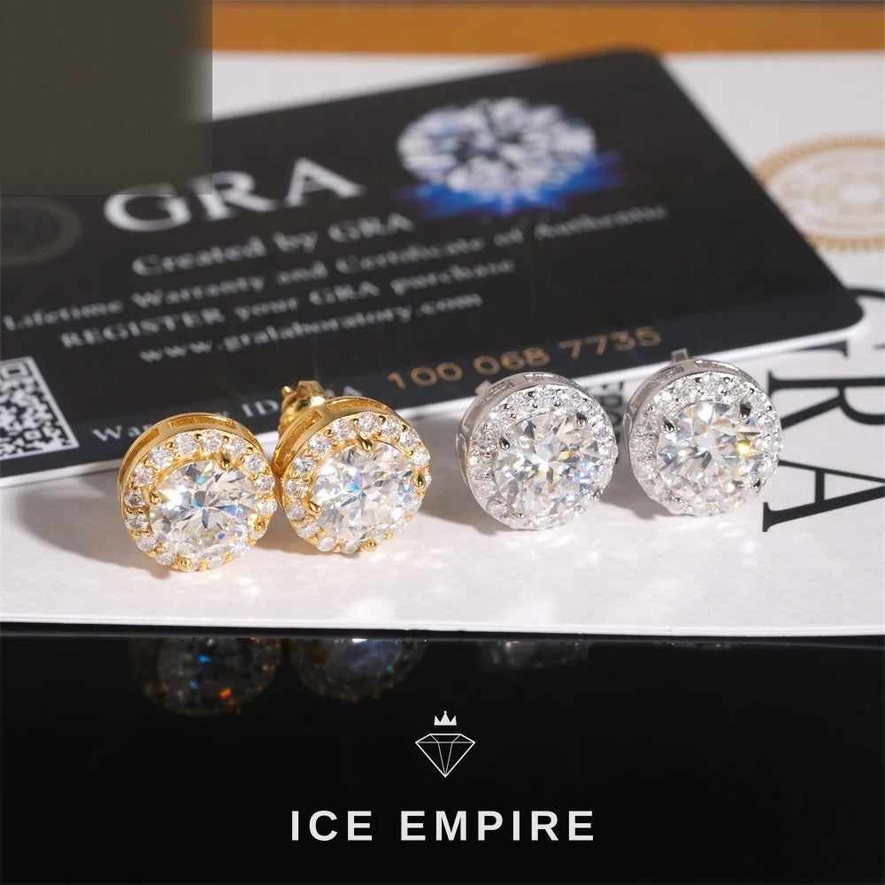 Iced Out 925 Silver Moissanite Stud Earrings
