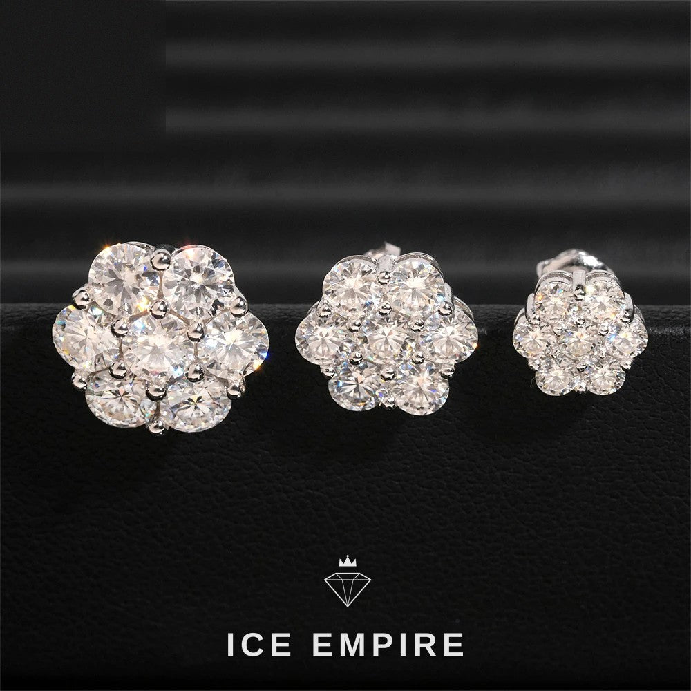 Iced Out Cluster 925 Silver Moissanite Earrings