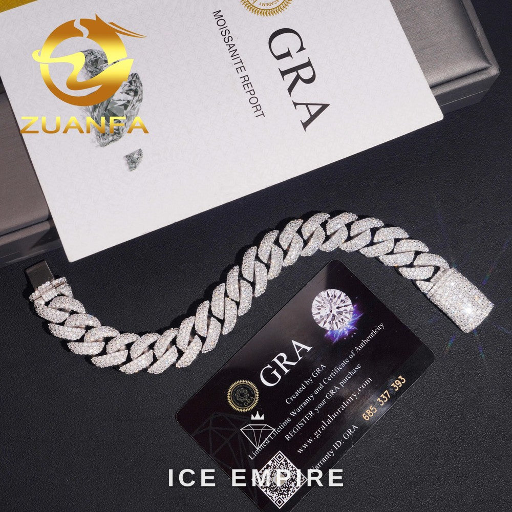 Iced Out 925 Silver Moissanite Cuban Chain