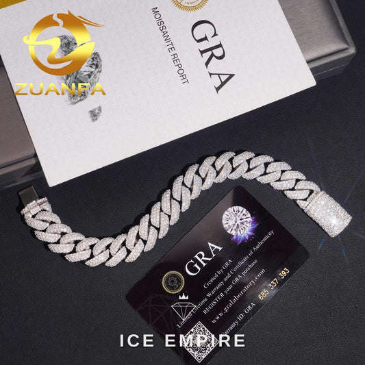 Iced Out 925 Silver Moissanite Cuban Chain