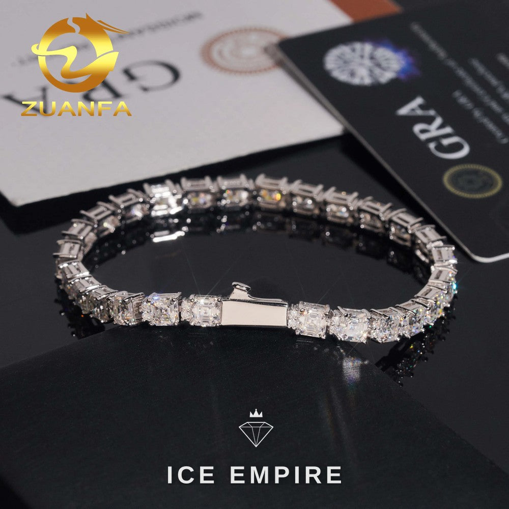 Iced Out 925 Silver Moissanite Tennis Bracelet