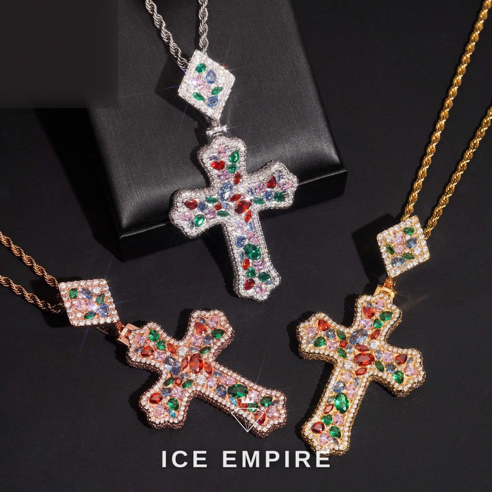 Iced Out Cross Rose Gold Plated Pendant