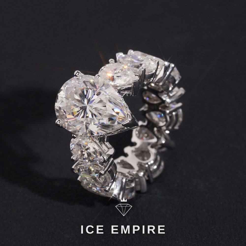 Iced Out 10K Gold Moissanite Ring