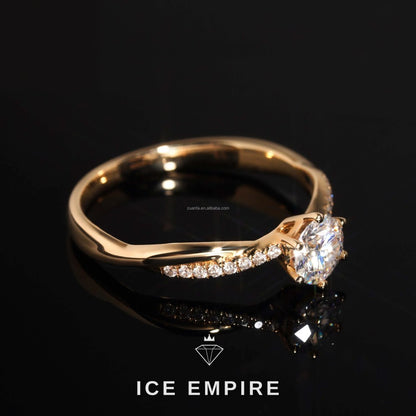 Iced Out 14K Gold Moissanite Engagement Ring