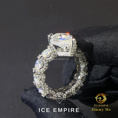 Iced Out 925 Silver Moissanite Engagement Ring