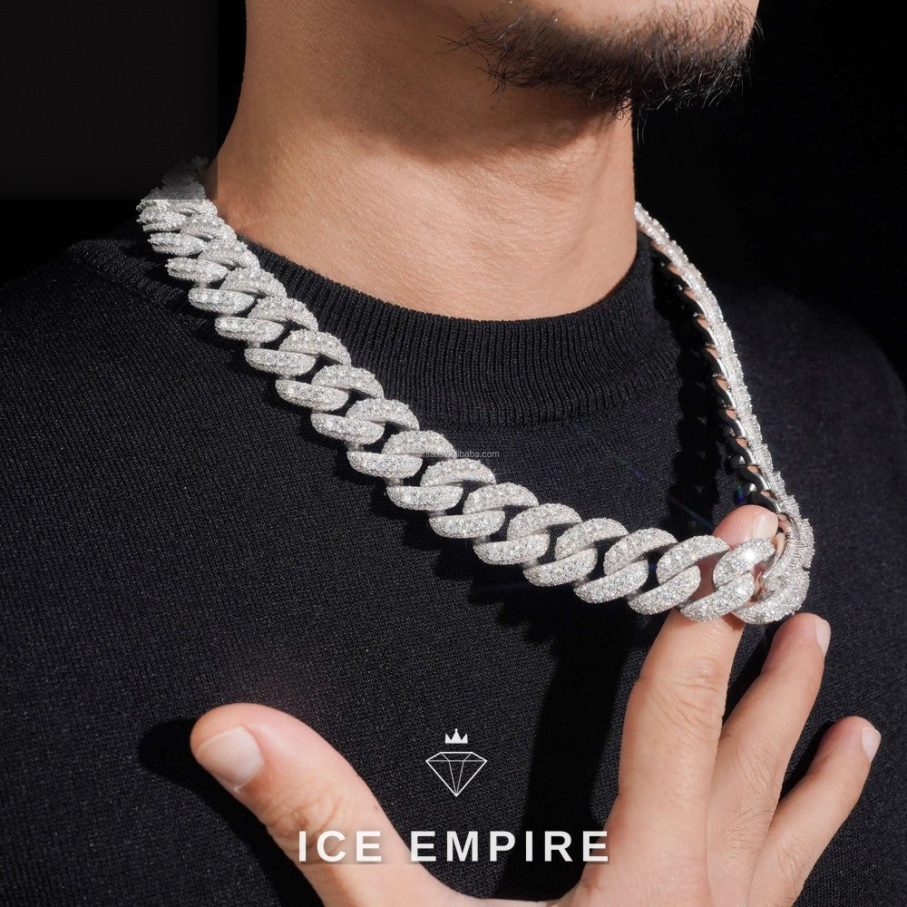 Iced Out 925 Silver Moissanite Cuban Chain