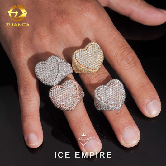 Iced Out Heart Gold Plated Moissanite Ring