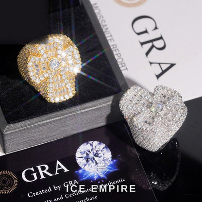 Iced Out Cross 925 Silver Moissanite Ring