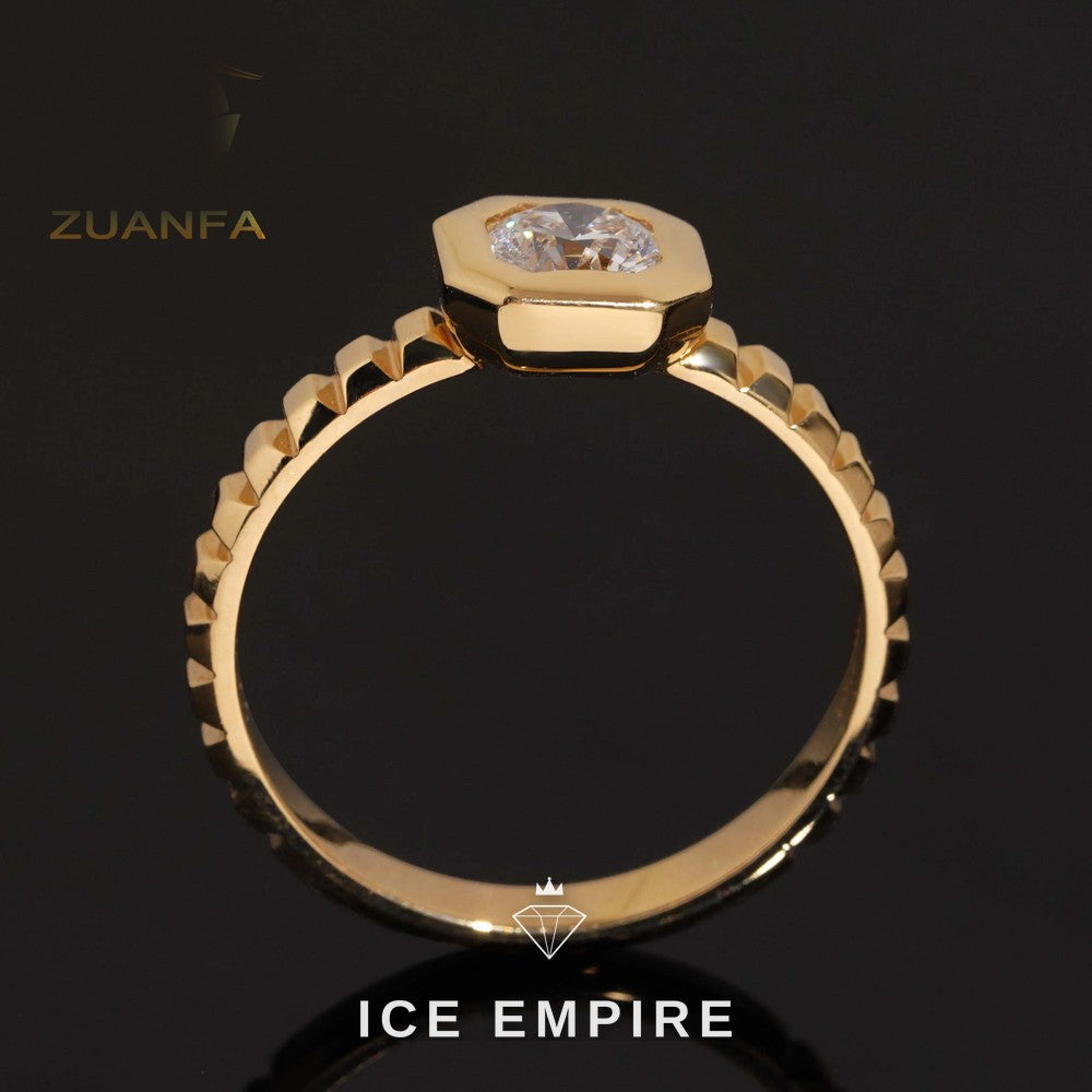 Iced Out 18K Gold Lab Grown Diamond Engagement Ring