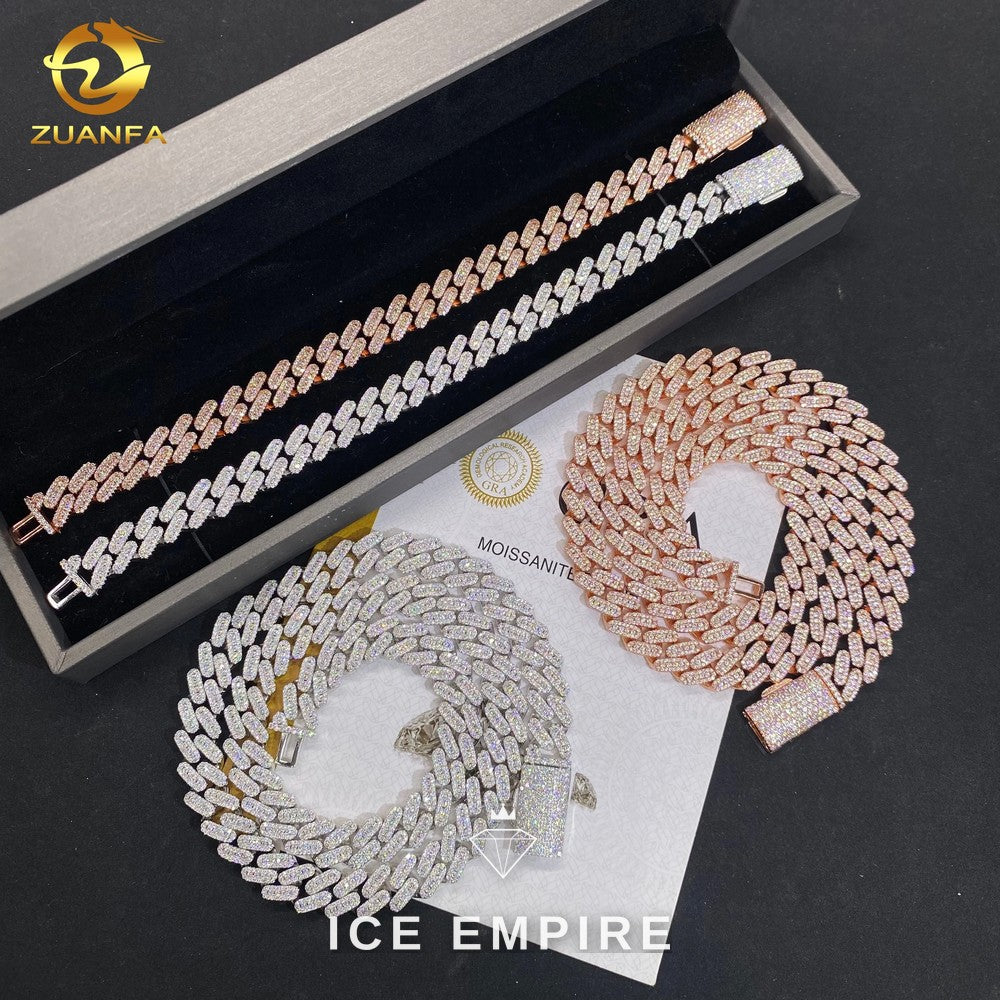 Iced Out Rose Gold Plated Moissanite Cuban Chain