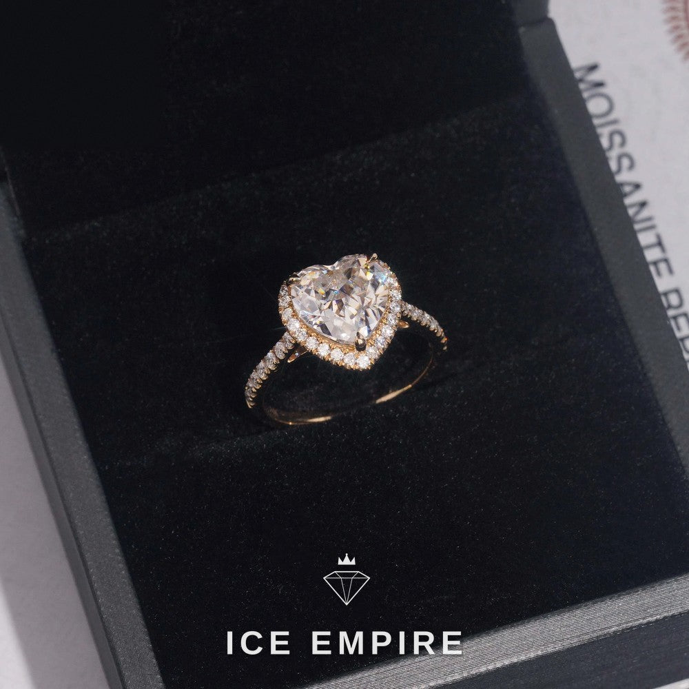 Iced Out Heart 14K Gold Moissanite Wedding Band