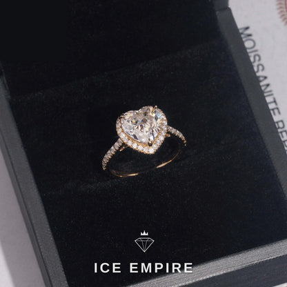 Iced Out Heart 14K Gold Moissanite Wedding Band