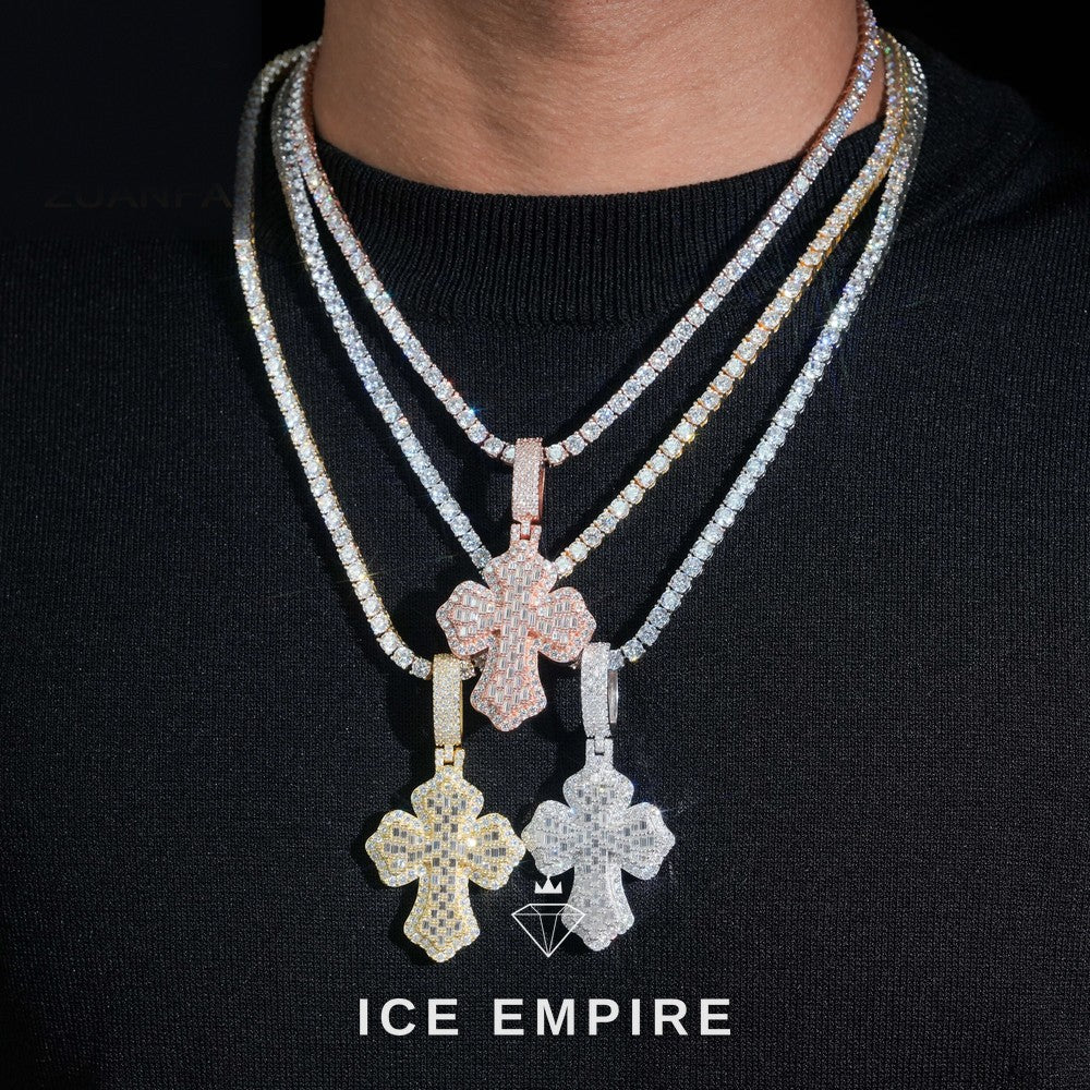 Iced Out Baguette Rose Gold Plated Moissanite Pendant