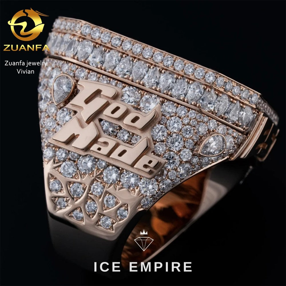Iced Out 925 Silver Moissanite Ring