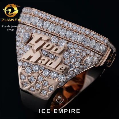 Iced Out 925 Silver Moissanite Ring