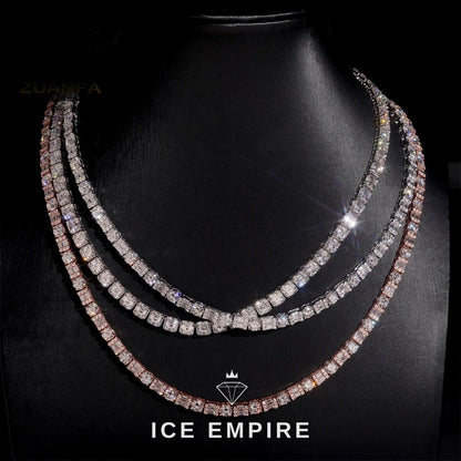 Iced Out Baguette Rose Gold Plated Moissanite Cuban Chain