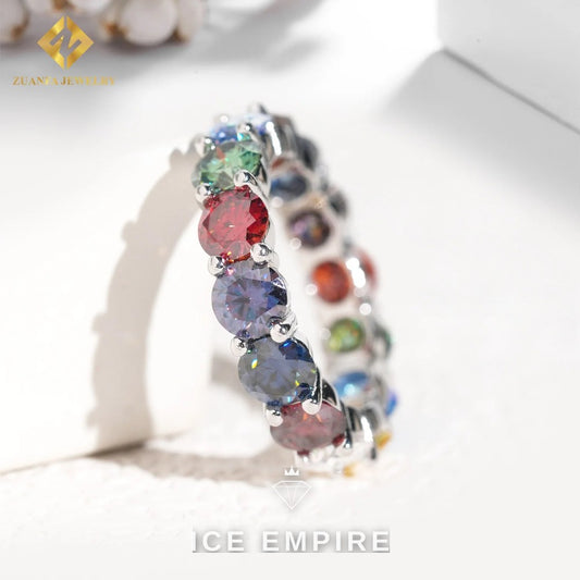 Iced Out 925 Silver Moissanite Wedding Band