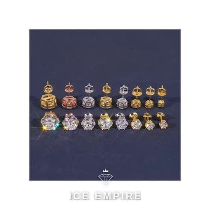 Iced Out Rose Gold Plated Moissanite Stud Earrings