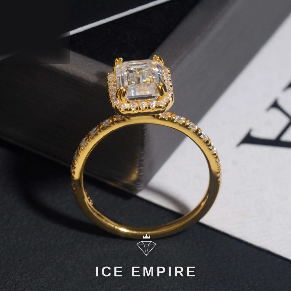 Iced Out Gold Plated Moissanite Wedding Band