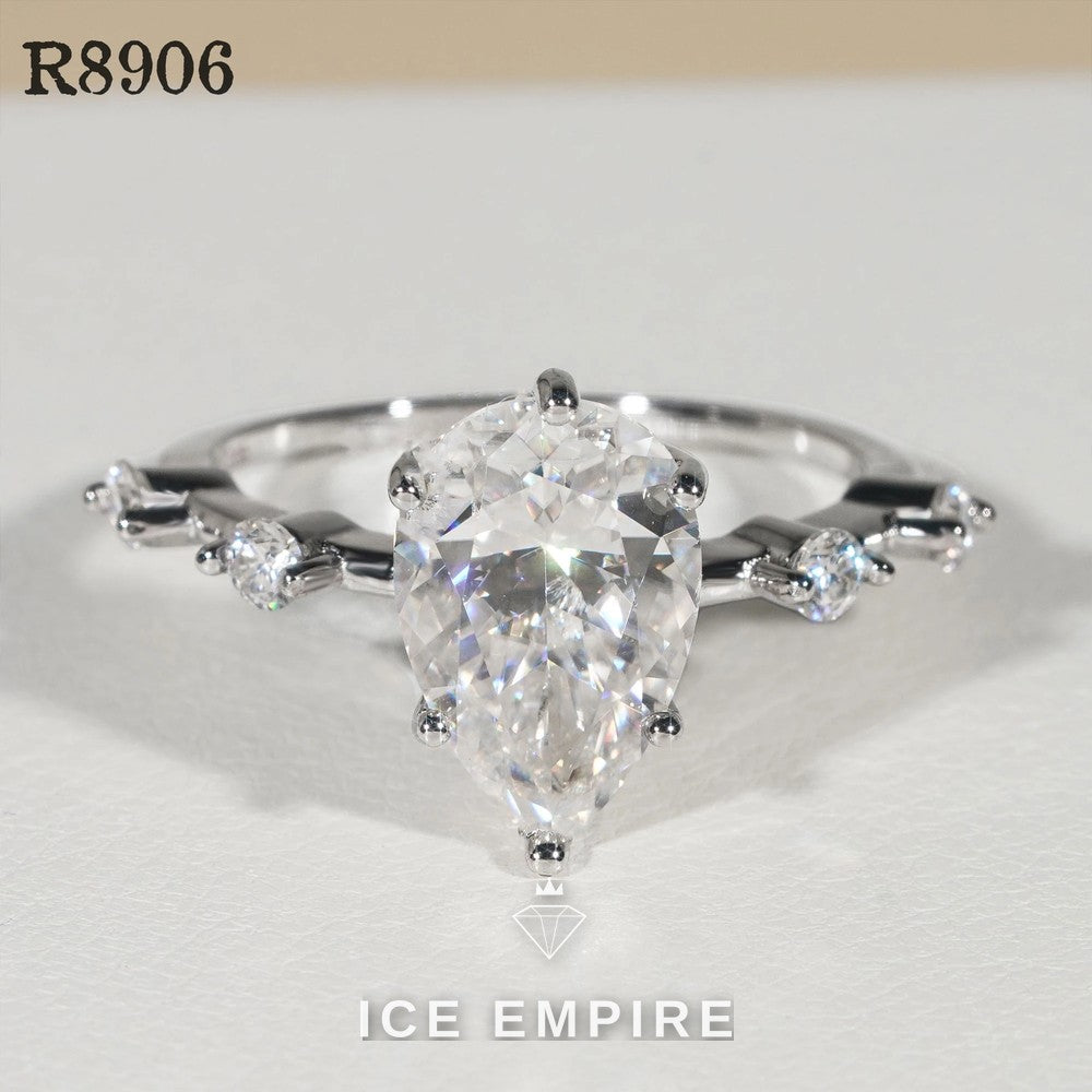 Iced Out 925 Silver Moissanite Engagement Ring