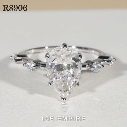 Iced Out 925 Silver Moissanite Engagement Ring