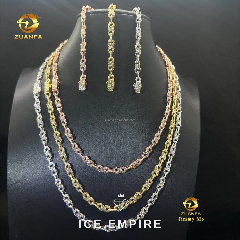 Iced Out Rose Gold Moissanite Cuban Chain