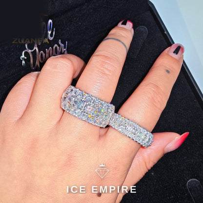 Iced Out Rose Gold Plated Moissanite Engagement Ring