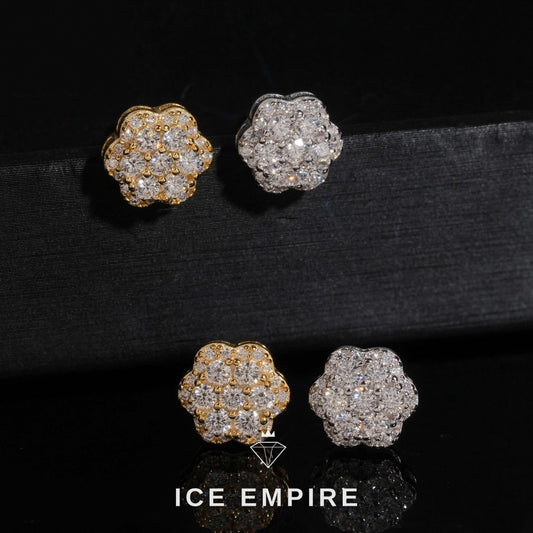Iced Out Cluster Rose Gold Plated Lab Grown Diamond Earrings